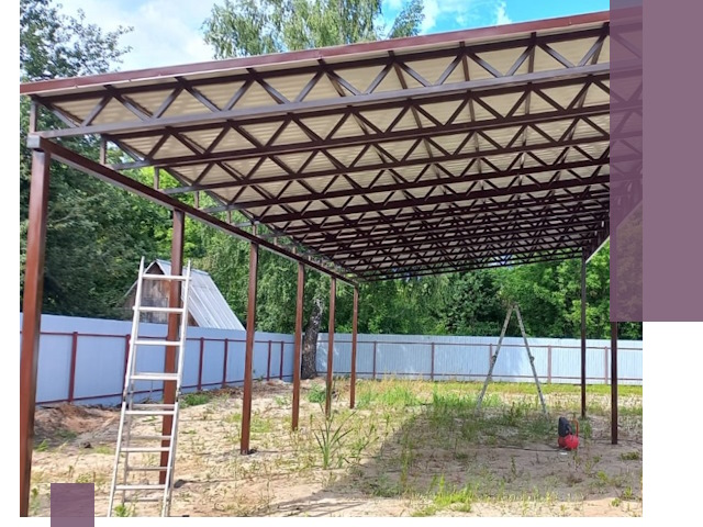 Односкатные навесы под ключ в Петропавловске-Камчатском — изготовление и монтаж