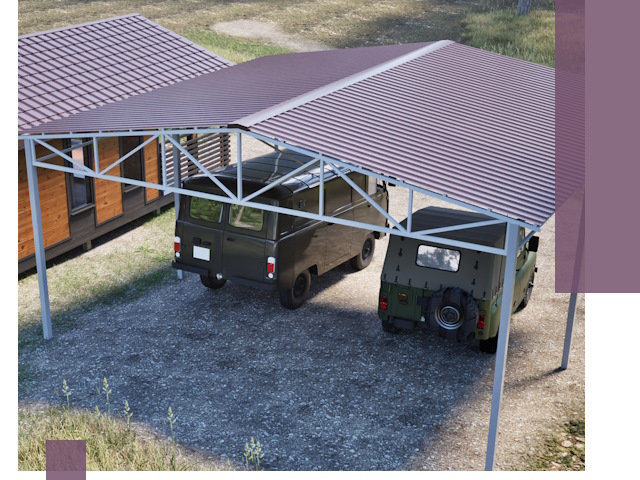 Двускатные навесы под ключ в Петропавловске-Камчатском — изготовление и монтаж